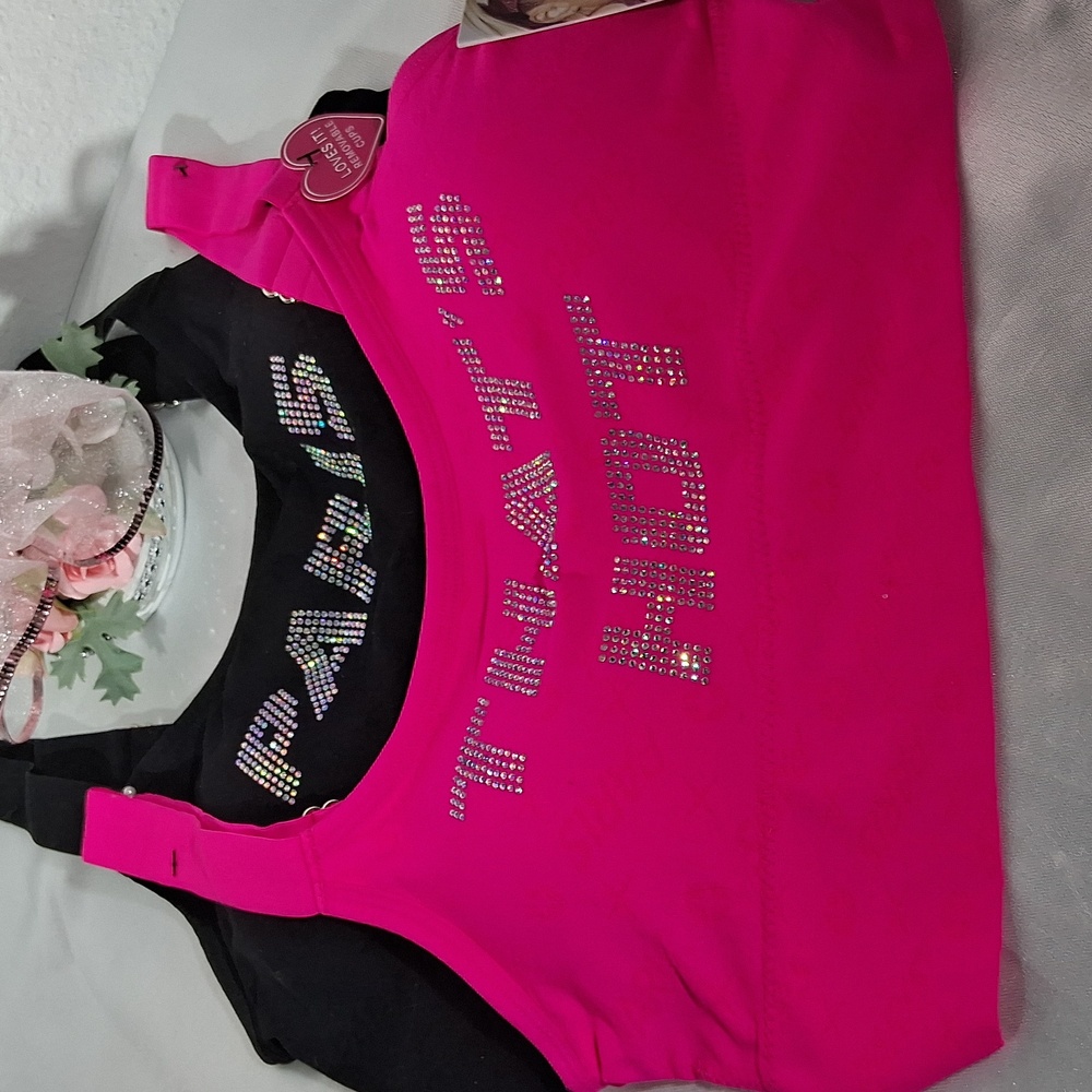 2010 PARIS HILTON Bralette Pink and Black Set 2 NWT